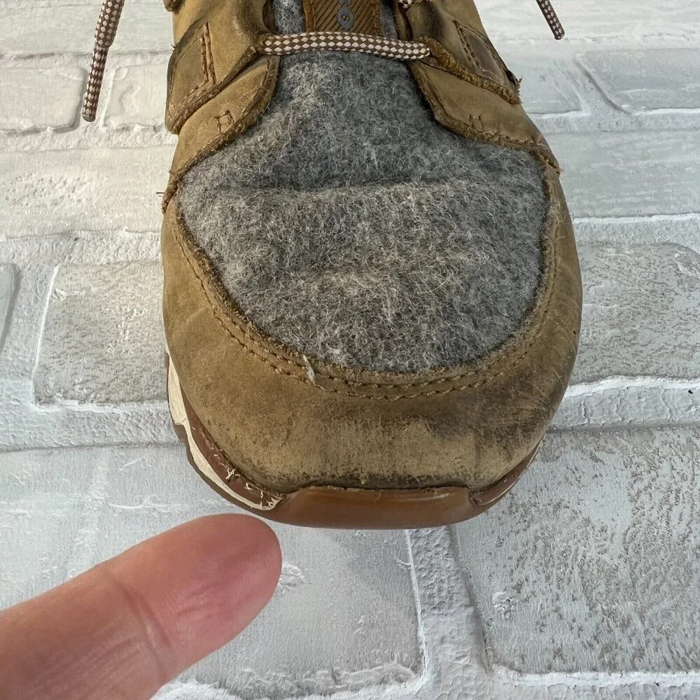 Sorel Kinetic Caribou Snow Boots Womens‎ 7.5 Light Brown Leather Gray Waterproof